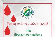 44η Εθελοντική Αιμοδοσία Δήμου Πεντέλης
